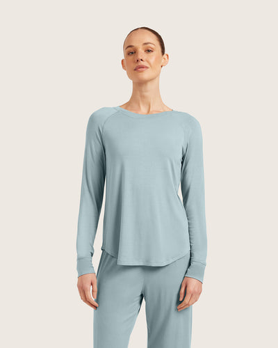 Boody Goodnight Raglan Mineral Blue Sleep Top Medium