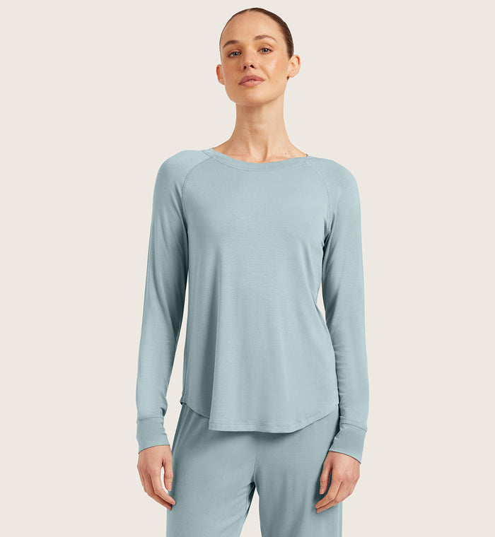 Boody Goodnight Raglan Mineral Blue Sleep Top Large