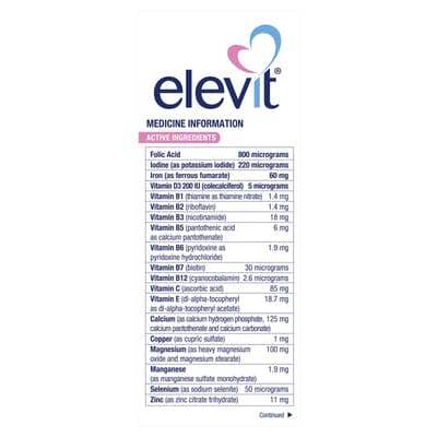 Elevit Pre-Conception & Pregnancy Tabs 100 - Life Pharmacy Orewa