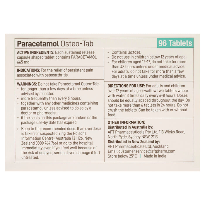 Paracetamol Osteo Tablets SR, 665MG 96