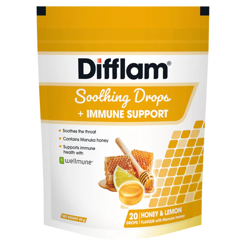 Difflam Soothing Drops + Immune Support Honey & Lemon 20 Drops