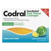 Codral Sore Throat Lozenges Lim&Lemn 36 - Life Pharmacy Orewa