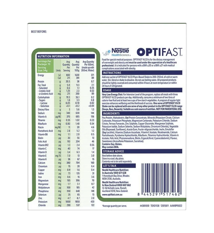Optifast VLCD Plant Based Shake 10 X 54g - Vanilla