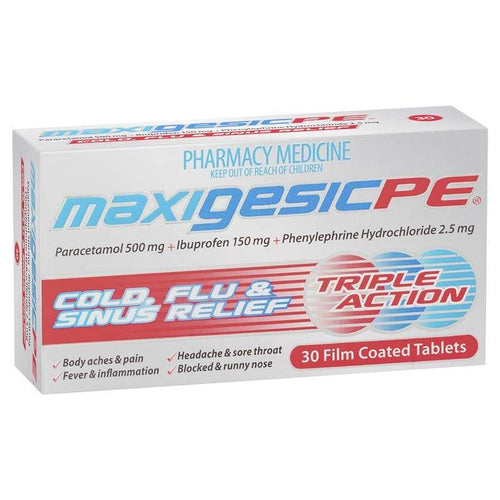Maxigesic Pe Cold,Flu&Sinus 30 - Life Pharmacy Orewa