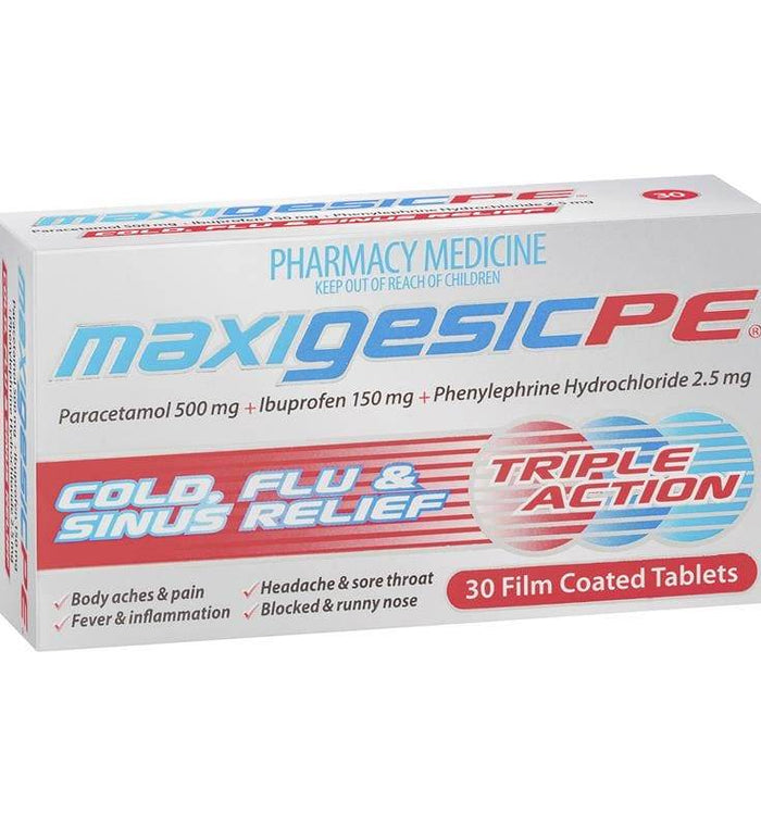 Maxigesic Pe Cold,Flu&Sinus 30 - Life Pharmacy Orewa