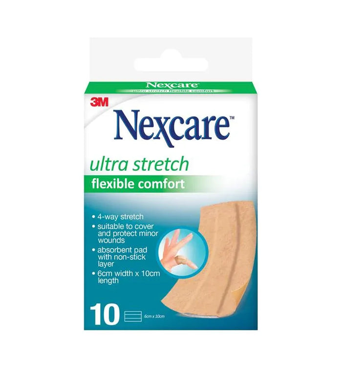 Nexcare Ultra Stretch Lengths 10Cm X 6Cm 10 Pack