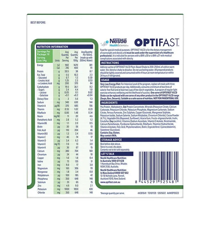 Optifast VLCD Plant Based Shake Chocolate 10 x 54g
