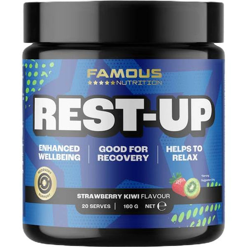 Famous Nutrition Rest Up Strawberry Kiwi 160G - Life Pharmacy Orewa