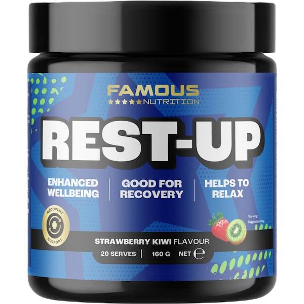 Famous Nutrition Rest Up Strawberry Kiwi 160G - Life Pharmacy Orewa