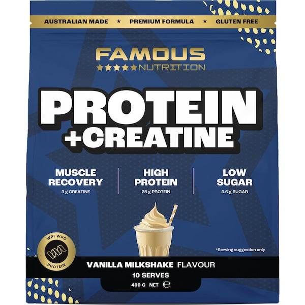 Famous Nutrition Protein + Creatine Vanilla 400G - Life Pharmacy Orewa