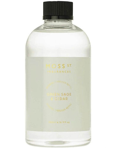 Moss St 500Ml Diffuser Refill Green Sage & Cedar - Life Pharmacy Orewa