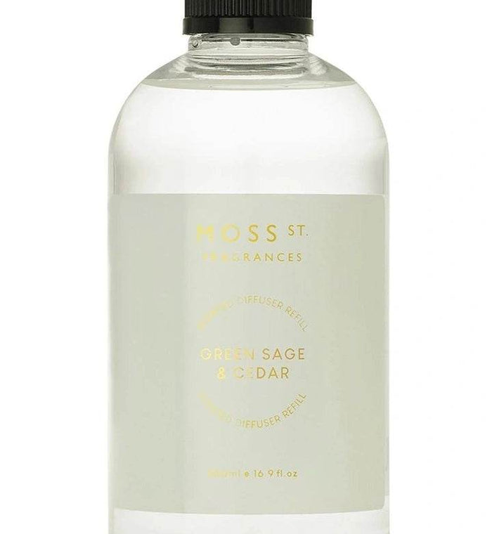 Moss St 500Ml Diffuser Refill Green Sage & Cedar - Life Pharmacy Orewa