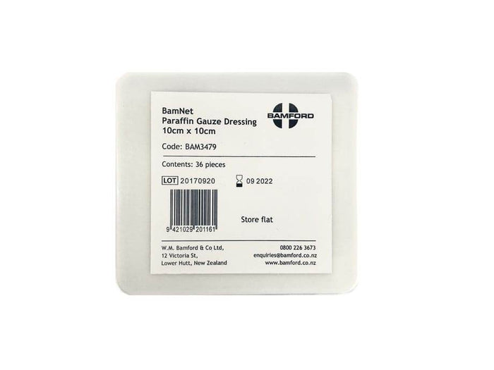 BamNet Paraffin Gauz dress 10x10cm Tin10 - Life Pharmacy Orewa