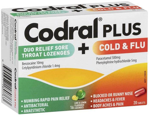 Codral Plus Duo Tabs 20 /Loz 16 - Life Pharmacy Orewa
