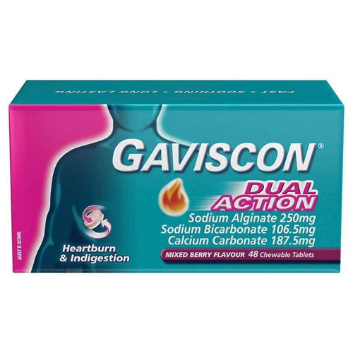 Gaviscon Dual Act. M/Berry 48Tab - Life Pharmacy Orewa