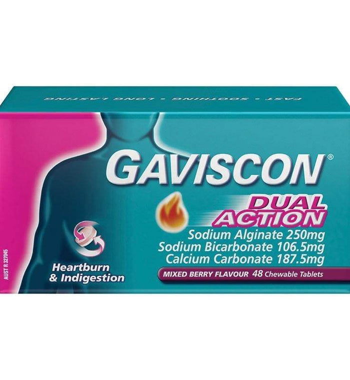 Gaviscon Dual Act. M/Berry 48Tab - Life Pharmacy Orewa