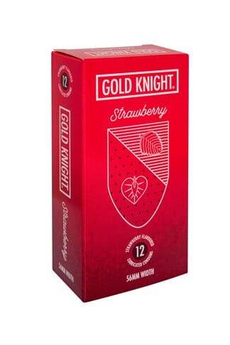 DS Gold Knight Strawberry 56mm Condoms 12pk - Life Pharmacy Orewa