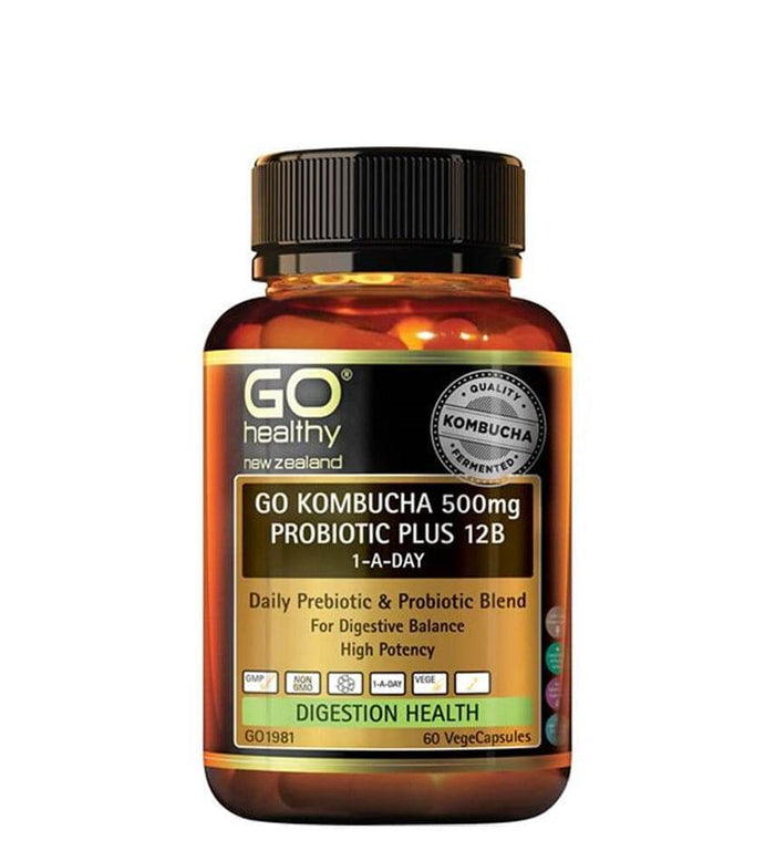 Go Healthy Kombucha Digestion And Tumeric 60 Capsules - Life Pharmacy Orewa