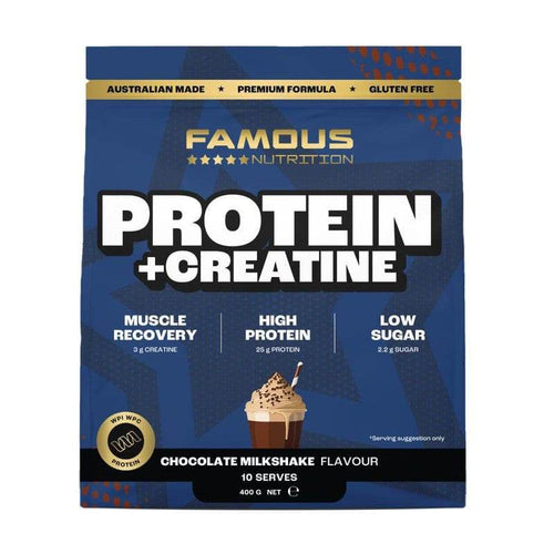 Famous Nutrition Protein + Creatine Chocolate 400G - Life Pharmacy Orewa