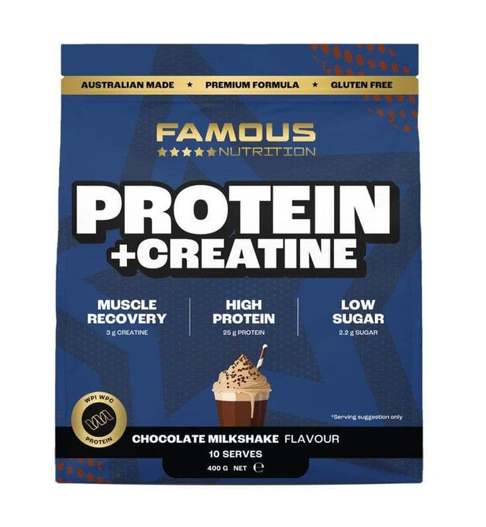 Famous Nutrition Protein + Creatine Chocolate 400G - Life Pharmacy Orewa