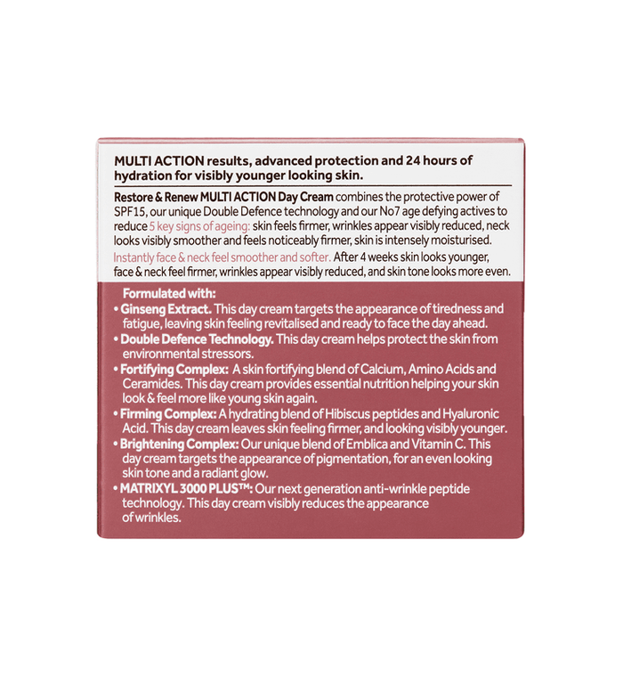 No7 Restore & Renew Face & Neck Multi Action Day Cream 50ml - Life Pharmacy Orewa