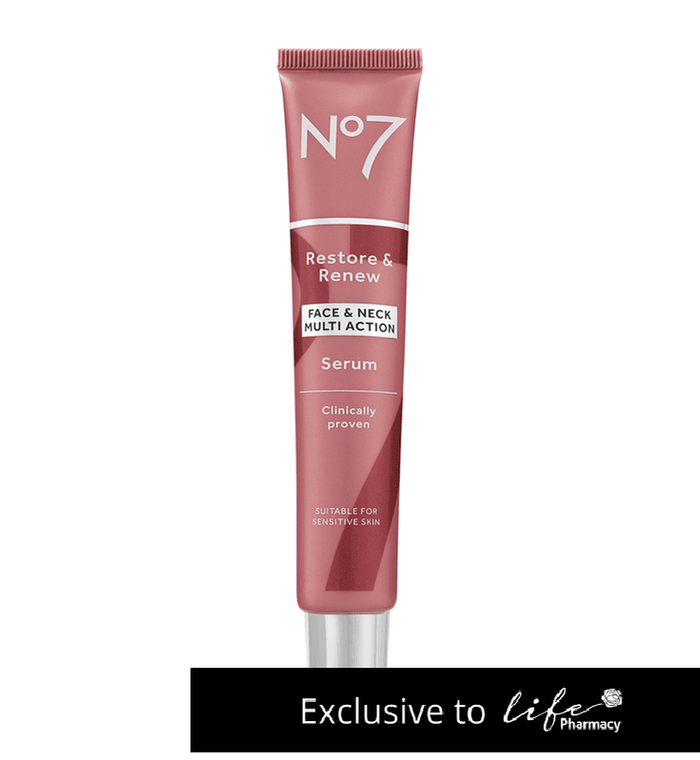 No7 Restore & Renew Face & Neck Multi Action Serum 30ml - Life Pharmacy Orewa