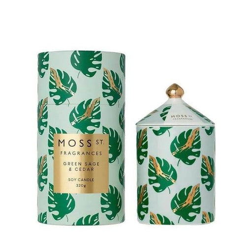 Moss St 320G Candle Green Sage & Cedar - Life Pharmacy Orewa