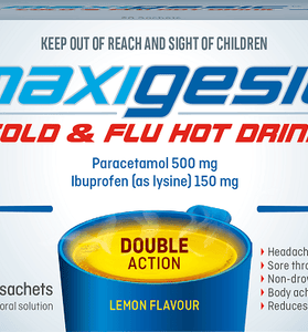 Maxigesic Cold & Flu Lemon Hot Drink 20 Sachets - Life Pharmacy Orewa