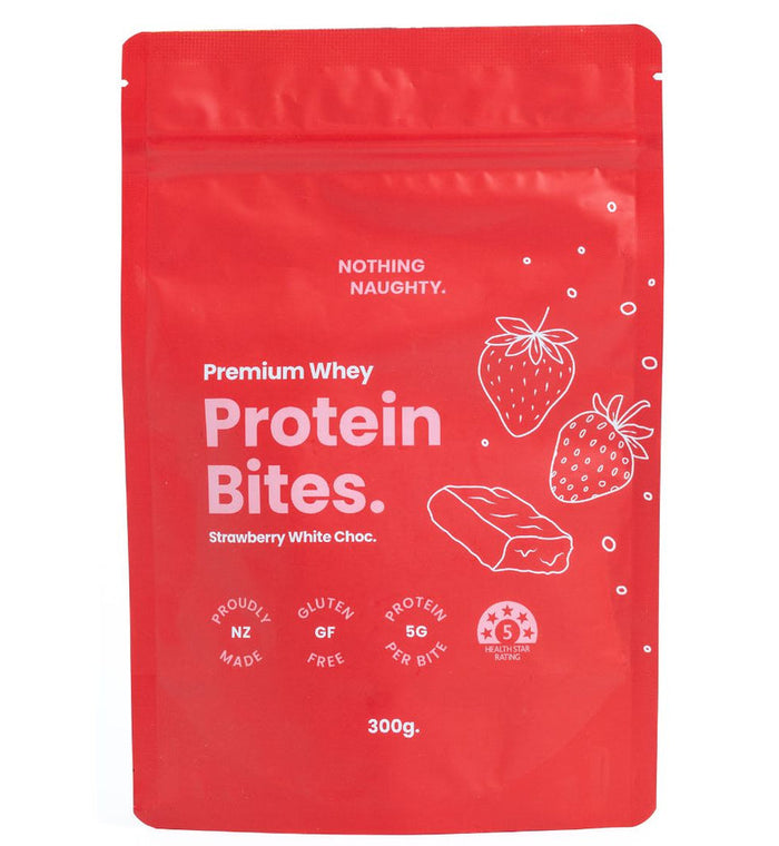 Nothing Naughty Whey Protein Bites Strawberry / White Chocolate