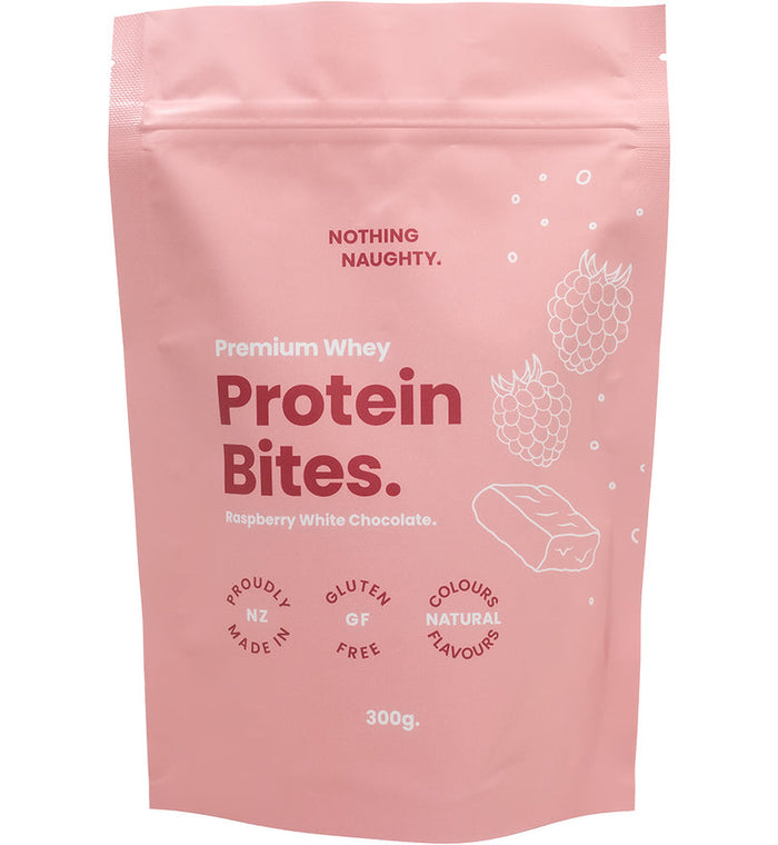 Nothing Naughty Whey Protein Bites Raspberry / White Chocolate