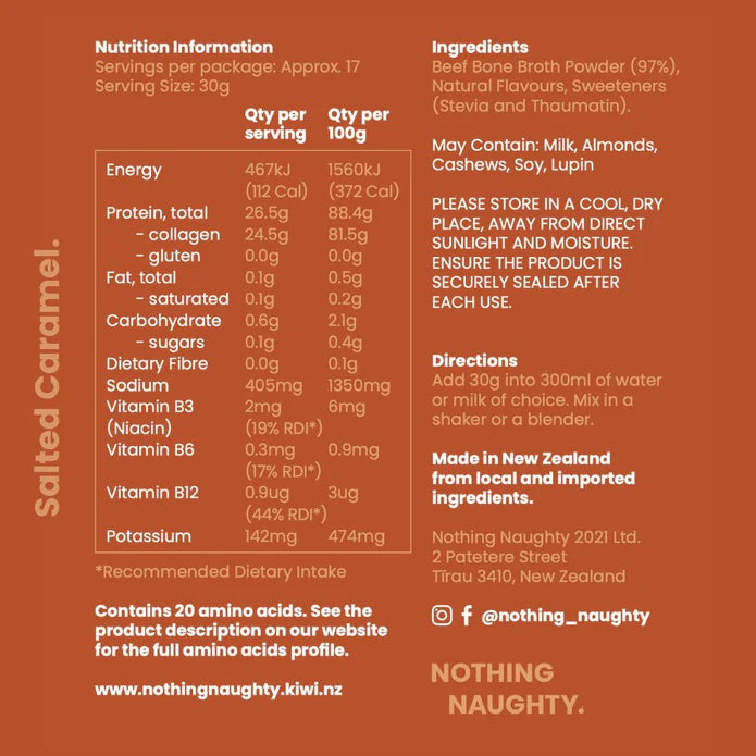Nothing Naughty Bone Broth Powder Salted Caramel