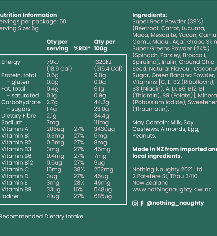 Nothing Naughty Super Greens & Reds Berry 300gm