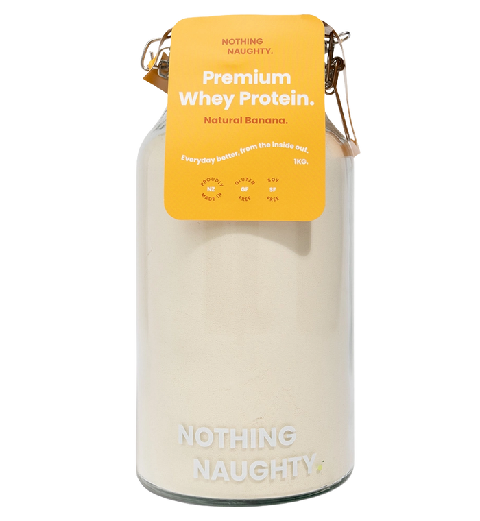 Nothing Naughty Whey Protein 1KG Banana by Life Pharmacy Orewa