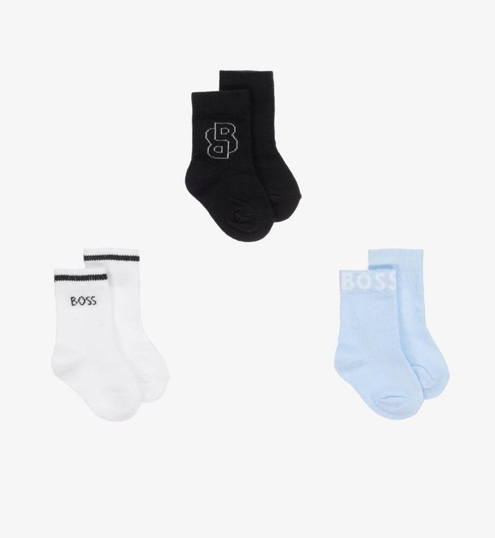Boody Baby Socks Set of Three for Ages 6 to 12 Months in Grey White and Stripe Design - Life Pharmacy Orewa