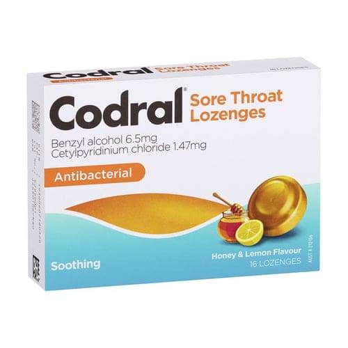 Codral Sore Throat Loz Honey And Lem 16 - Life Pharmacy Orewa
