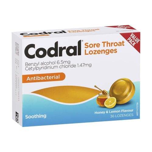 Codral Sore Throat Loz Honey And Lem 36 - Life Pharmacy Orewa