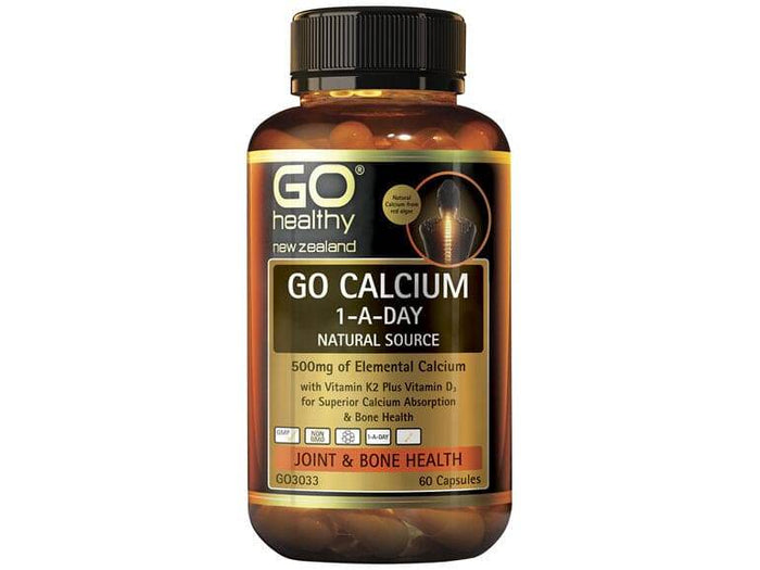 Go Healthy Calcium 1-A-Day - Natural, 500Mg Elemental Calcium (60 Caps) - Life Pharmacy Orewa