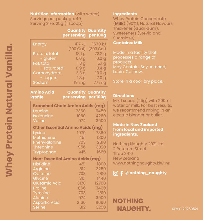 Nothing Naughty Whey Protein 1KG Banana by Life Pharmacy Orewa