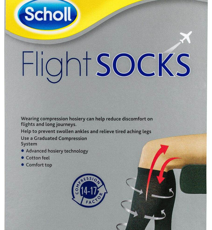 Scholl Flight Socks Compression Hosiery Black M9-12 - Life Pharmacy Orewa