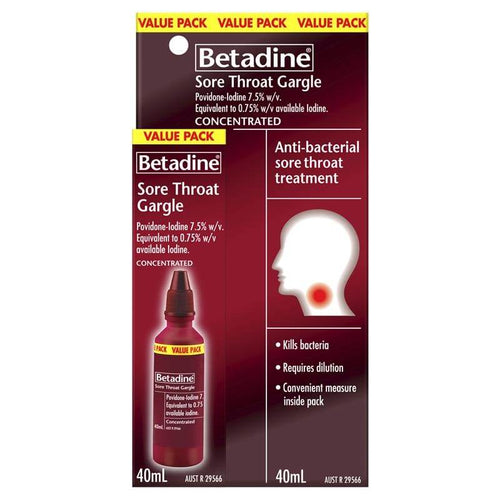Betadine Sore Throat Gargle 40Ml - Life Pharmacy Orewa