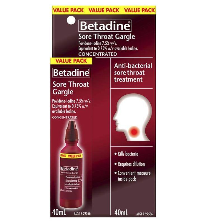 Betadine Sore Throat Gargle 40Ml - Life Pharmacy Orewa