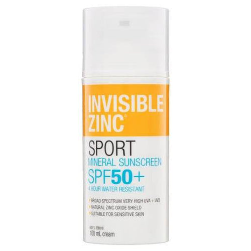 Invisible Zinc Sport Mineral Sunscreen Spf 50+ Cream 100Ml - Life Pharmacy Orewa