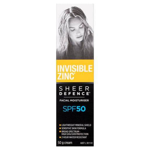 Invisible Zinc Sheer Defence Facial Moisturiser Spf 50 50G - Life Pharmacy Orewa