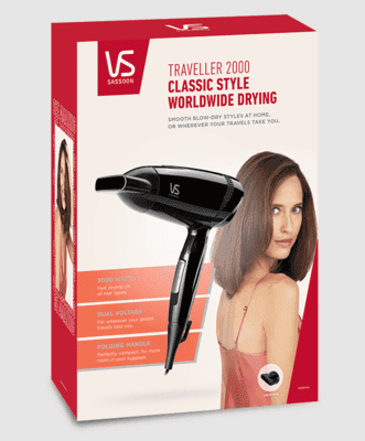 Vs Sassoon Hair Dryer Compact Travel Black - Life Pharmacy Orewa