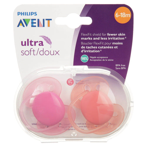 Avent Ultra Soft 6-18M Soother 2Pk - Life Pharmacy Orewa