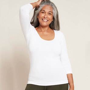 Boody Women'S 3/4 Sleeve Top White Medium - Life Pharmacy Orewa