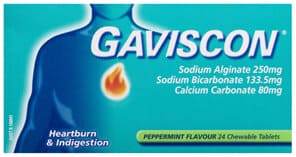 Gaviscon Chewable Tablets Peppermint Heartburn & Indigestion Relief 24 Pack - Life Pharmacy Orewa