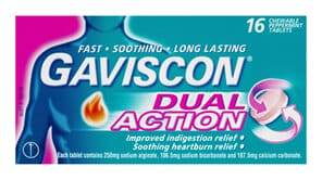Gaviscon Dual Action Chewable Tablets Peppermint Heartburn & Indigestion Relief 16 Pack - Life Pharmacy Orewa