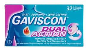 Gaviscon Dual Action Chewable Tablets Peppermint Heartburn & Indigestion Relief 32 Pack - Life Pharmacy Orewa