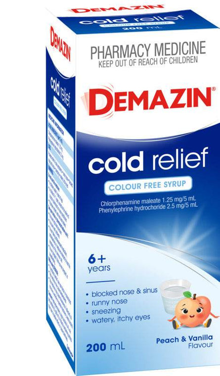 Demazin Cold Relief Colour Free Syrup 100Ml - Life Pharmacy Orewa